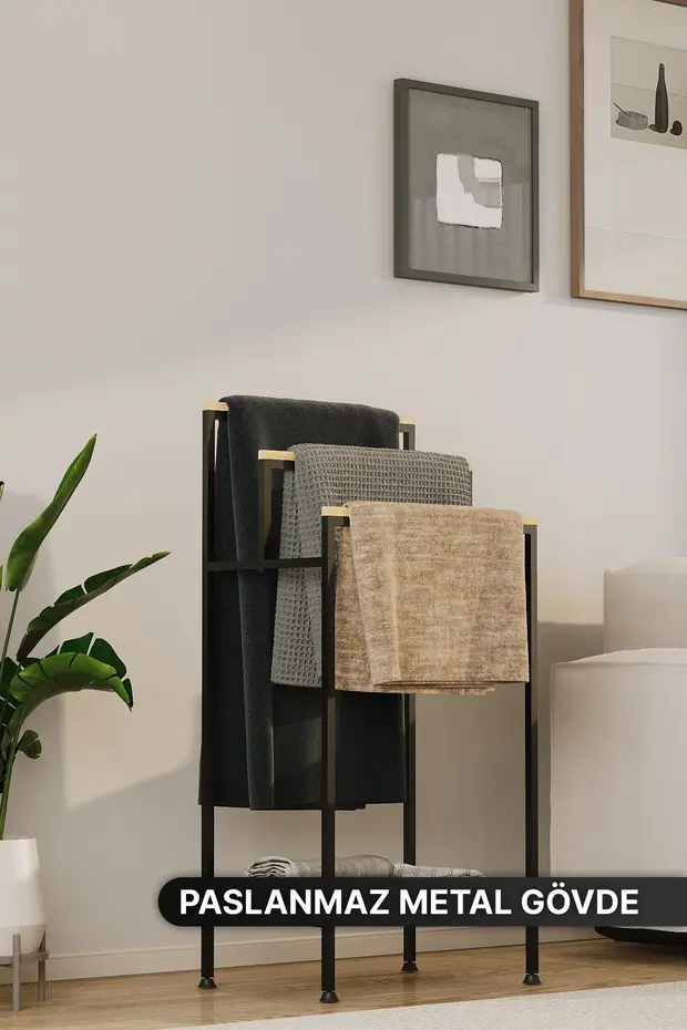 Banyo Düzenleyici Havluluk Askılık Kurutma Askısı Çamaşır Askılığı Havlu Askılığı Ahşap Raf